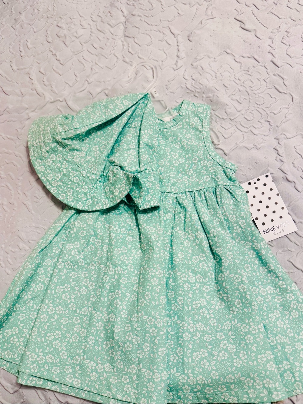 Nine West Mint Green Floral Sundress with Matching Hat